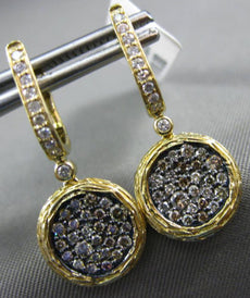 ESTATE LARGE .46CT WHITE & CHOCOLATE FANCY DIAMOND 14KT YELLOW GOLD 3D EARRINGS