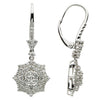 ESTATE 1.39CT DIAMOND 18KT WHITE GOLD 3D FLOWER SNOWFLAKE STAR HANGING EARRINGS