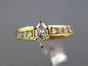ESTATE .43CT ROUND & MARQUISE DIAMOND 14K YELLOW GOLD 3D CLASSIC ENGAGEMENT RING