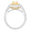 ESTATE GIA 2.22CT WHITE & FANCY YELLOW DIAMOND 18KT 2 STONE GOLD ENGAGEMENT RING