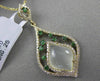 ESTATE 3.13CT DIAMOND & EMERALD & AGATE 14K YELLOW GOLD 3D FLOATING PENDANT