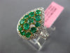 LARGE 1.63CT DIAMOND & AAA EMERALD 18K TWO TONE GOLD PEAR SHAPE CRISS CROSS RING