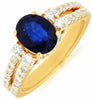 2.05CT DIAMOND & AAA SAPPHIRE 14KT YELLOW GOLD OVAL DOUBLE ROW ENGAGEMENT RING