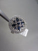 ANTIQUE  WIDE 1.15CT DIAMOND & AAA BLUE SAPPHIRE 14KT WHITE GOLD 3D FLOWER RING