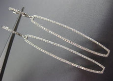 ESTATE LONG .81CT DIAMOND 14KT WHITE GOLD 3D RECTANGULAR HUGGIE HANGING EARRINGS