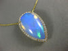 LARGE 7.87CT DIAMOND & AAA OPAL 14KT YELLOW GOLD 3D FILIGREE TEAR DROP PENDANT