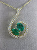 ESTATE LARGE 1.57CT DIAMOND & AAA EMERALD 14KT YELLOW GOLD LOVE FLOATING PENDANT