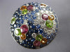 ESTATE EXTRA LARGE 5.90CT DIAMOND & MULTI COLOR SAPPHIRE 14KT WHITE GOLD 3D RING