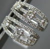 ESTATE WIDE 1.0CT DIAMOND 14K WHITE GOLD 3D 3 STONE OVAL HUGGIE HANGING EARRINGS
