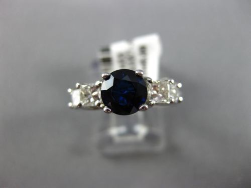ESTATE 1.05CT DIAMOND & AAA SAPPHIRE 14KT WHITE GOLD 3D LUCIDA ENGAGEMENT RING