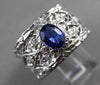 ANTIQUE WIDE 1.01CT DIAMOND & AAA SAPPHIRE 18K WHITE GOLD ETERNITY FILIGREE RING