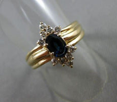 ESTATE .90CT DIAMOND & AAA OVAL SAPPHIRE 14KT YELLOW GOLD ENGAGEMENT RING #19569