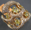 ESTATE LARGE 3.17CT WHITE & FANCY YELLOW DIAMOND 18K ROSE GOLD FILIGREE FUN RING