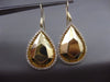 ESTATE EXTRA LARGE 2.0CT DIAMOND 14K YELLOW GOLD PEAR RAIN DROP HANGING EARRINGS