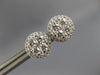 ESTATE LARGE .92CT DIAMOND 18KT WHITE GOLD 9mm CLUSTER ROUND HALO STUD EARRINGS