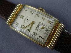 ANTIQUE LORD ELGIN 14KT YELLOW GOLD 3D CLASSIC MENS RECTANGLE WATCH #20802