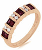.76CT DIAMOND & AAA RUBY 14K ROSE GOLD ROUND & BAGUETTE WEDDING ANNIVERSARY RING