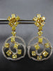 ESTATE LARGE 6.48CT WHITE & FANCY YELLOW DIAMOND 18KT TWO TONE GOLD 3D EARRINGS