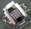 ESTATE WIDE .18CT DIAMOND 18K WHITE GOLD CLASSIC SQUARE FILIGREE FUN RING #14322