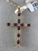 ESTATE LARGE .49CT DIAMOND & AAA RUBY 18KT ROSE GOLD 3D CROSS FLOATING PENDANT