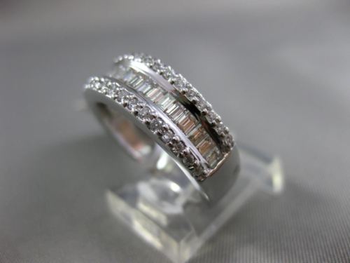 ESTATE WIDE 1.82CT ROUND & BAGUETTE DIAMOND 18KT WHITE GOLD CLASSIC WEDDING RING