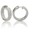 ESTATE WIDE 6.58CT DIAMOND 18KT WHITE GOLD 3D MULTI ROW INSIDE OUT HOOP EARRINGS