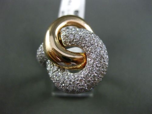 ESTATE EXTRA WIDE 2.07CT DIAMOND 14KT WHITE & ROSE GOLD 3D LOVE KNOT RING 23mm