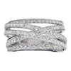 ESTATE WIDE 1.07CT DIAMOND 18KT WHITE GOLD SEMI ETERNITY CRISS CROSS LOVE RING