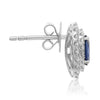 ESTATE LARGE 1.42CT DIAMOND & AAA SAPPHIRE 18KT WHITE GOLD 3D HALO STUD EARRINGS