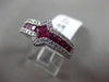 ESTATE 1.57CT DIAMOND & AAA RUBY 18KT WHITE GOLD 3D SIDEWAYS SQUARE PROMISE RING