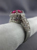 ESTATE LARGE 4.54CT DIAMOND & AAA RUBY 14KT WHITE GOLD 3D ENGAGEMENT RING #26407