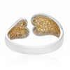 LARGE 16.82CT WHITE & FANCY YELLOW DIAMOND 18K 2 TONE GOLD HEART BANGLE BRACELET