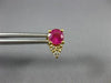 ANTIQUE 1.20CT DIAMOND & AAA RUBY 14KT YELLOW GOLD CLUSTER STUD EARRINGS #18909