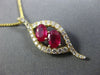 LARGE 1.41CT DIAMOND & AAA RUBY 14KT YELLOW GOLD LEAF INFINITY FLOATING PENDANT