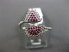 ESTATE WIDE .37CT DIAMOND & AAA RUBY 14KT WHITE GOLD 3D PAVE SEMI ETERNITY RING