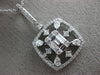 ESTATE LARGE .98CT DIAMOND 14KT WHITE GOLD 3D FLOWER SQUARE FILIGREE PENDANT