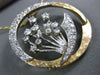 ANTIQUE LARGE 2.5CT OLD MINE CUT DIAMOND 14K TWO TONE GOLD FLOWER PENDANT #2490