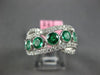 ESTATE LARGE 1.96CT DIAMOND & AAA EMERALD 18K WHITE GOLD CRISS CROSS LOVE RING