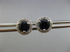 ESTATE 1.42CT DIAMOND & SAPPHIRE 14K WHITE GOLD ROUND HALO CLASSIC STUD EARRINGS