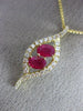 LARGE 1.41CT DIAMOND & AAA RUBY 14KT YELLOW GOLD LEAF INFINITY FLOATING PENDANT