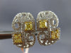 ESTATE WIDE 1.78CT WHITE & FANCY YELLOW DIAMOND 18K 2 TONE GOLD CLIP ON EARRINGS