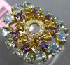 ESTATE LARGE 2.13CT DIAMOND & AAA MULTI GEM 14K YELLOW GOLD CIRCULAR FLOWER RING