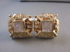 ESTATE LARGE SQUARE 2.95CT DIAMOND PRINCESS CUT 14KT YELLOW GOLD CLIP EARRINGS