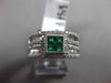 ESTATE WIDE .89CT DIAMOND & AAA EMERALD 14KT WHITE GOLD 3D MULTI ROW SQUARE RING