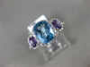 ESTATE 2.13CT ROUND DIAMOND & AAA AMETHYST & BLUE TOPAZ 14K WHITE GOLD HALO RING