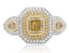 EGL CERTIFIED 2.1CT WHITE & FANCY YELLOW DIAMOND 18K 2 TONE GOLD ENGAGEMENT RING