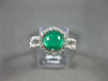 ESTATE 1.73CT DIAMOND & AAA CABOCHON GREEN AGATE 14KT WHITE GOLD ENGAGEMENT RING