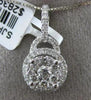 ESTATE .62CT ROUND DIAMOND 18KT WHITE GOLD 3D CLUSTER LOVE LOCK FLOATING PENDANT