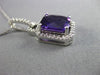 ESTATE LARGE 2.70CT DIAMOND & AMETHYST 14KT WHITE GOLD HALO EMERALD CUT PENDANT