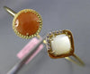 ESTATE .10CT DIAMOND QUARTZ & MOON STONE 14KT YELLOW GOLD SQUARE BANGLE BRACELET